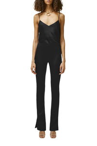 Satin Slashed Trouser - Black