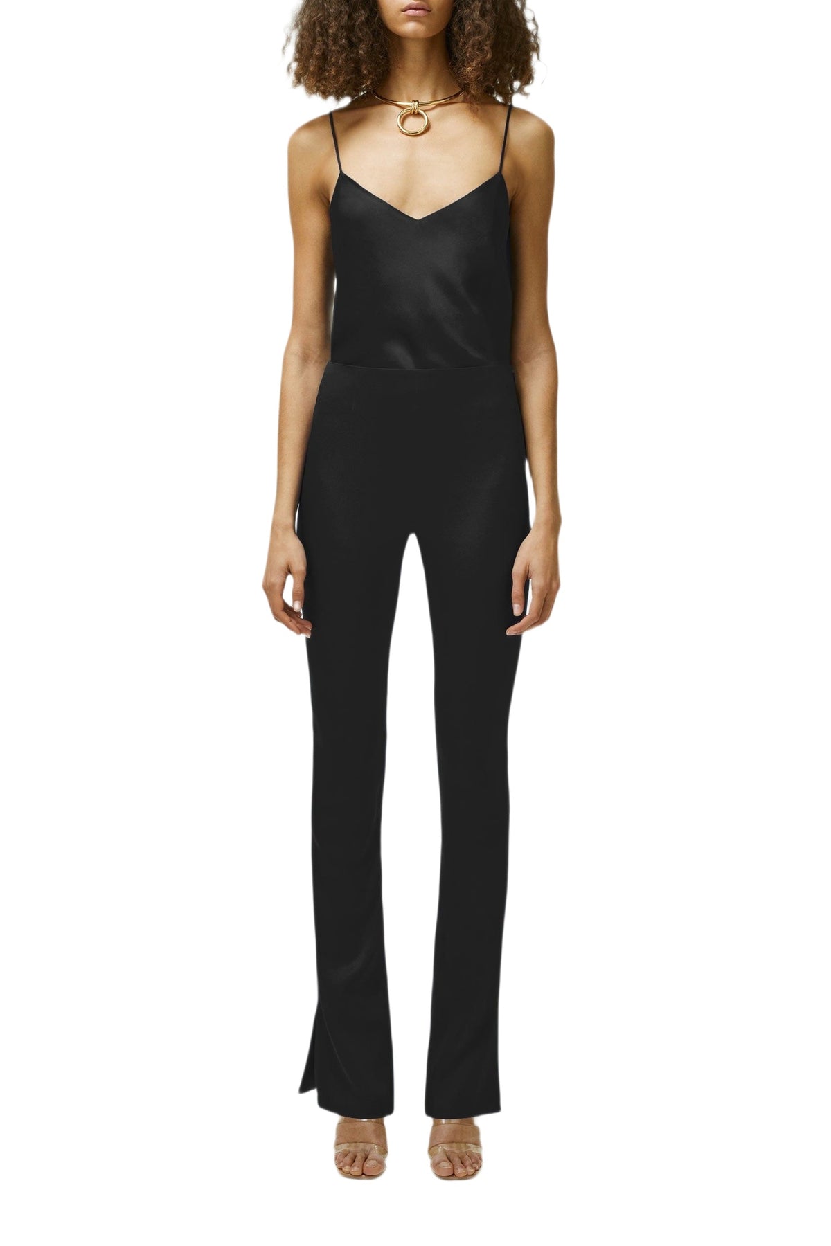 Satin Slashed Trouser - Black