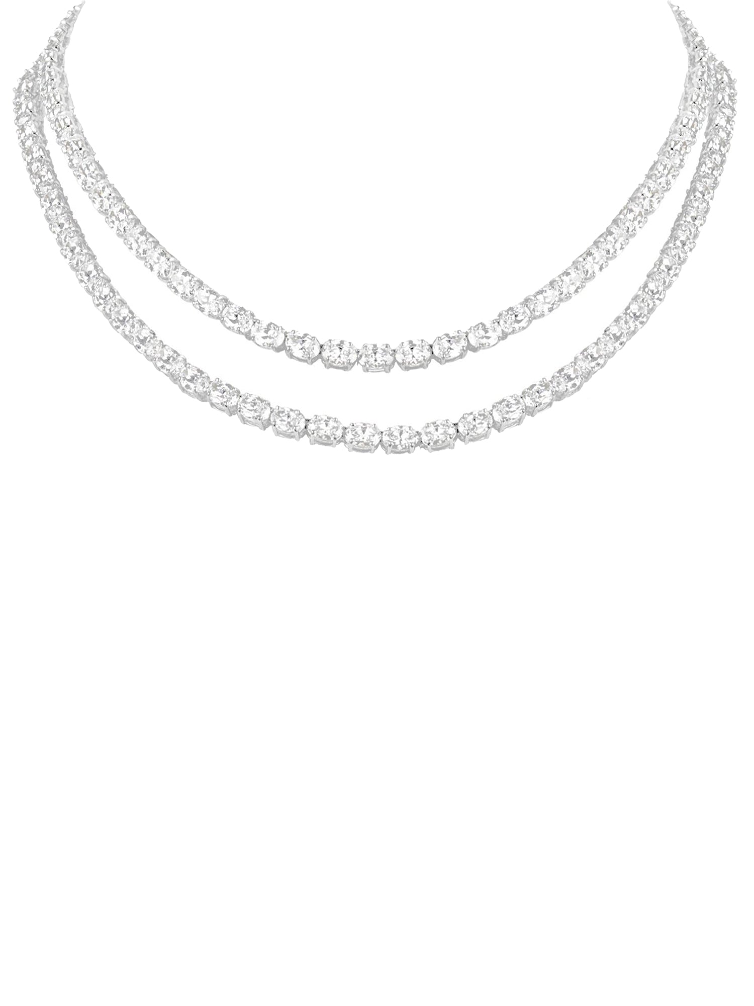 5qty DJV / QTY DISPO : 7-QTY VENDUES : 1-ST : 14% PRIX DJV : 995€ // Argent Rhodié Sautoir 80cm en argent rhodié serti de Burmalite™ blanche taille ovale 6x4mm /// RECO : 999€