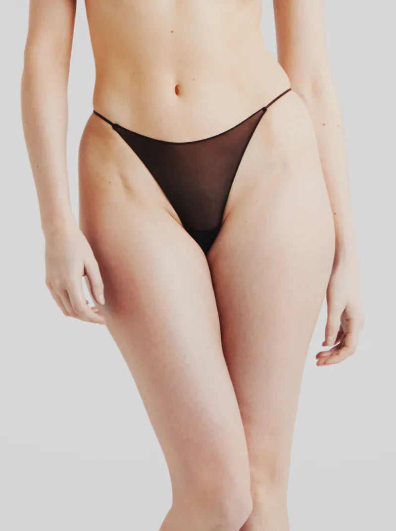 String à bretelles en dentelle - Black