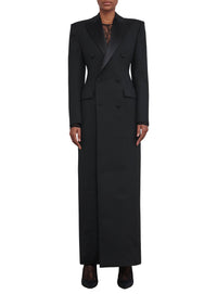 Manteau long sculptée en laine - Black