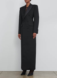 Manteau long sculptée en laine - Black