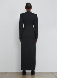 Manteau long sculptée en laine - Black