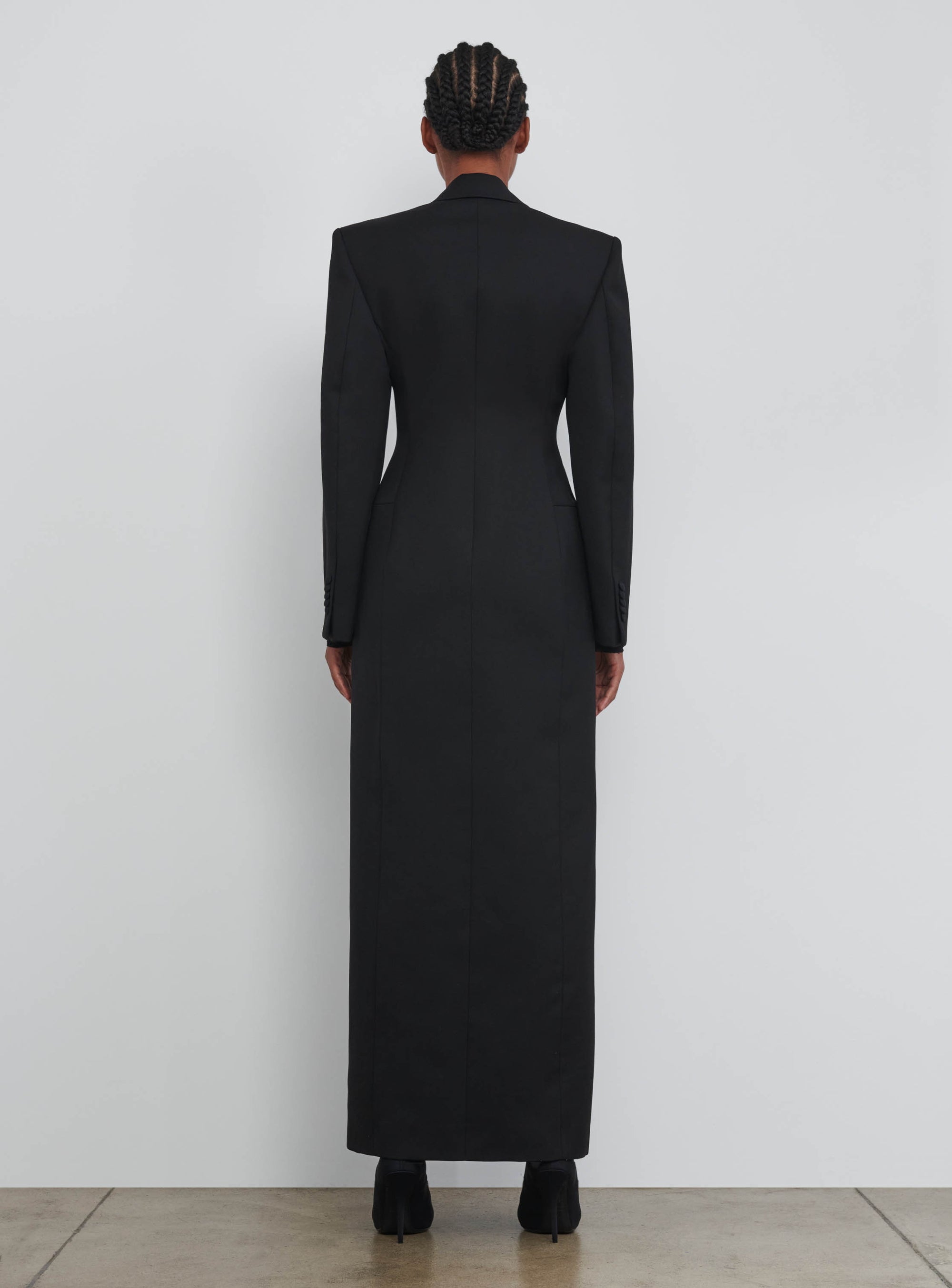 Manteau long sculptée en laine - Black