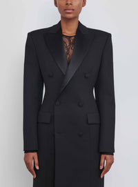 Manteau long sculptée en laine - Black