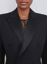 Manteau long sculptée en laine - Black