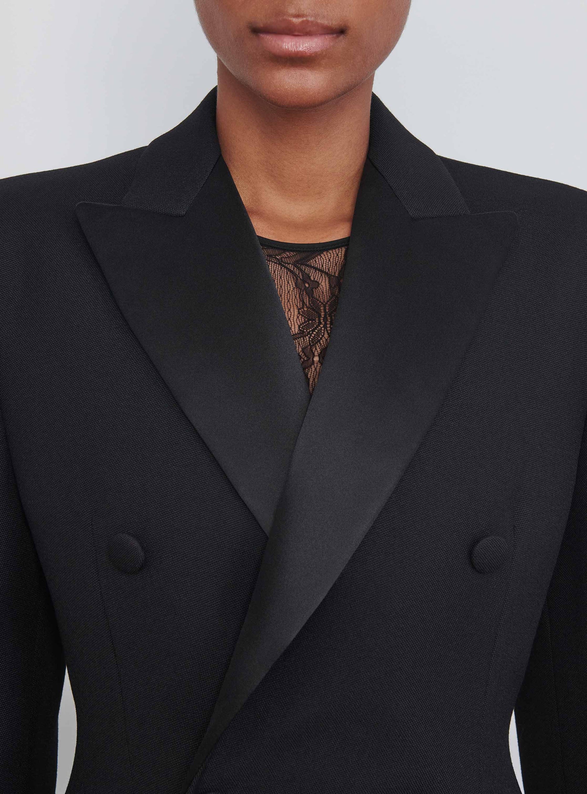 Manteau long sculptée en laine - Black