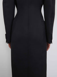 Manteau long sculptée en laine - Black