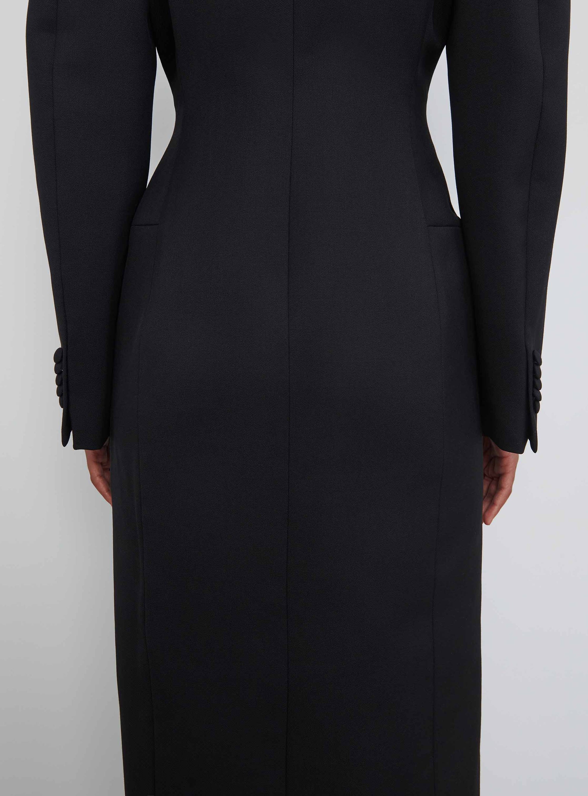 Manteau long sculptée en laine - Black