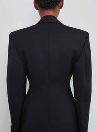 Manteau long sculptée en laine - Black