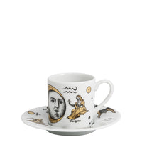 Set of 6 Astronomici porcelain coffee cups - Gold & Black & White