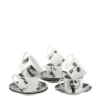 Set of 6 Tema e Variazioni porcelain teacups - Black & White