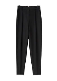 Pantalon à plis cousus en laine mélangée - Black