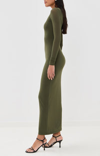 Sheer Dress Midi - Military