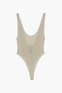 Sheer Tank Bodysuit - Taupe
