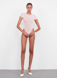Sheer Cap Sleeve Bodysuit - Blush