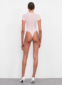 Sheer Cap Sleeve Bodysuit - Blush