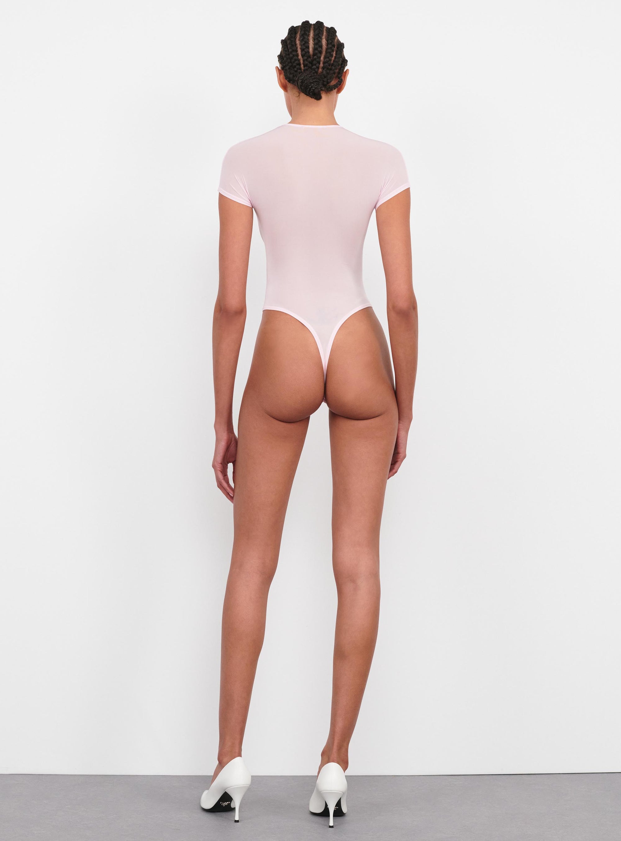 Sheer Cap Sleeve Bodysuit - Blush