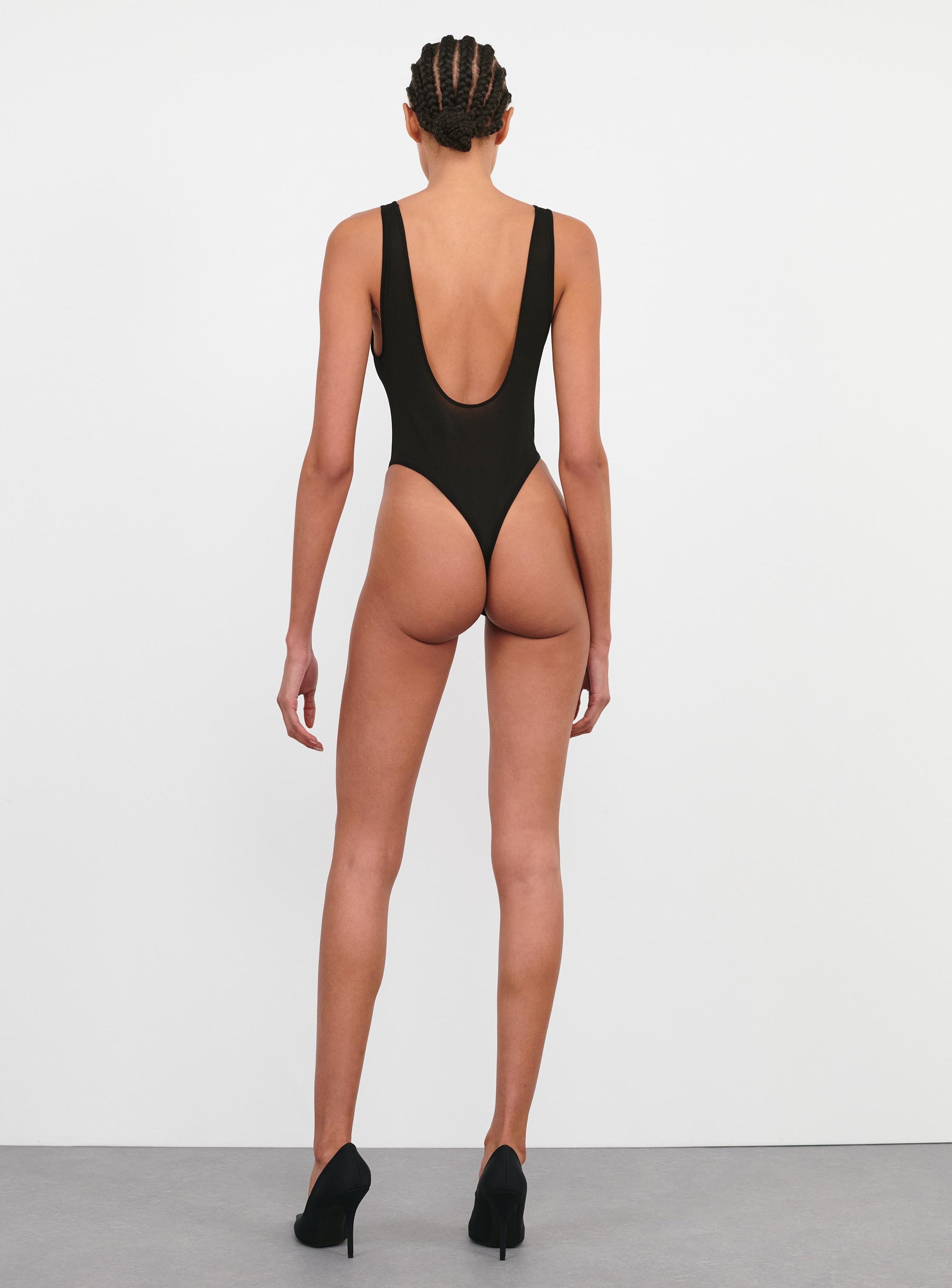 Sheer Tank Bodysuit - Black