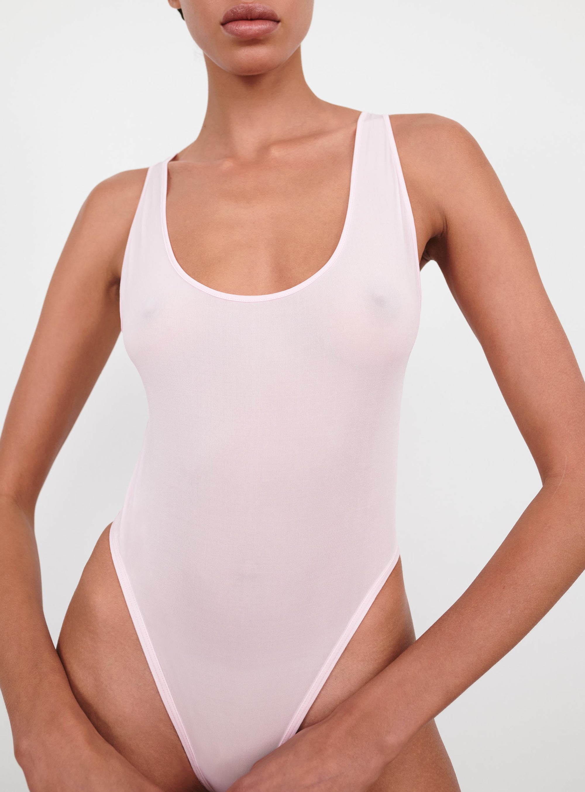 Sheer Tank Bodysuit - Blush