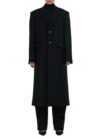 Manteau à simple boutonnage en laine - Black