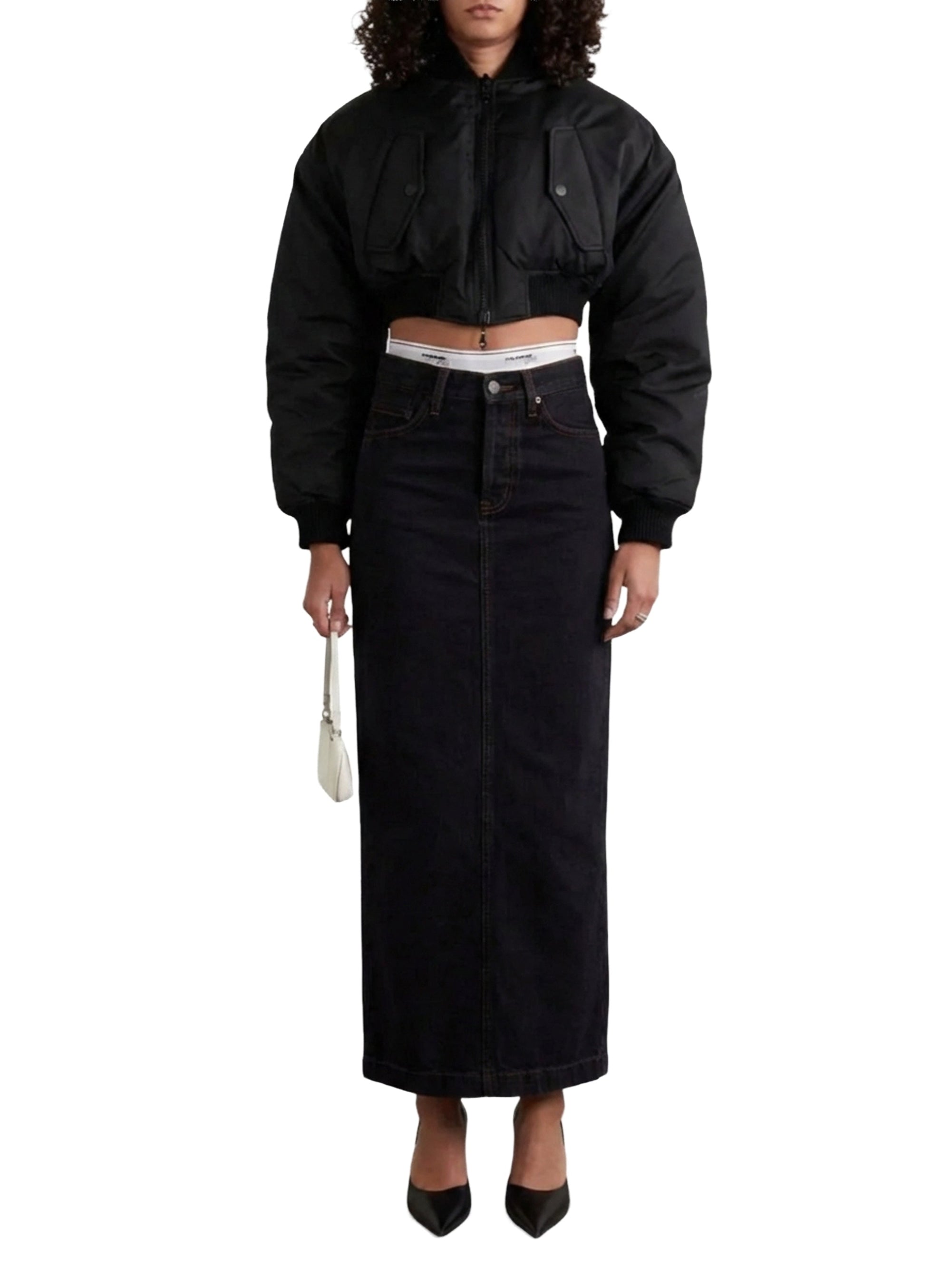Crop Reversible Bomber - Black