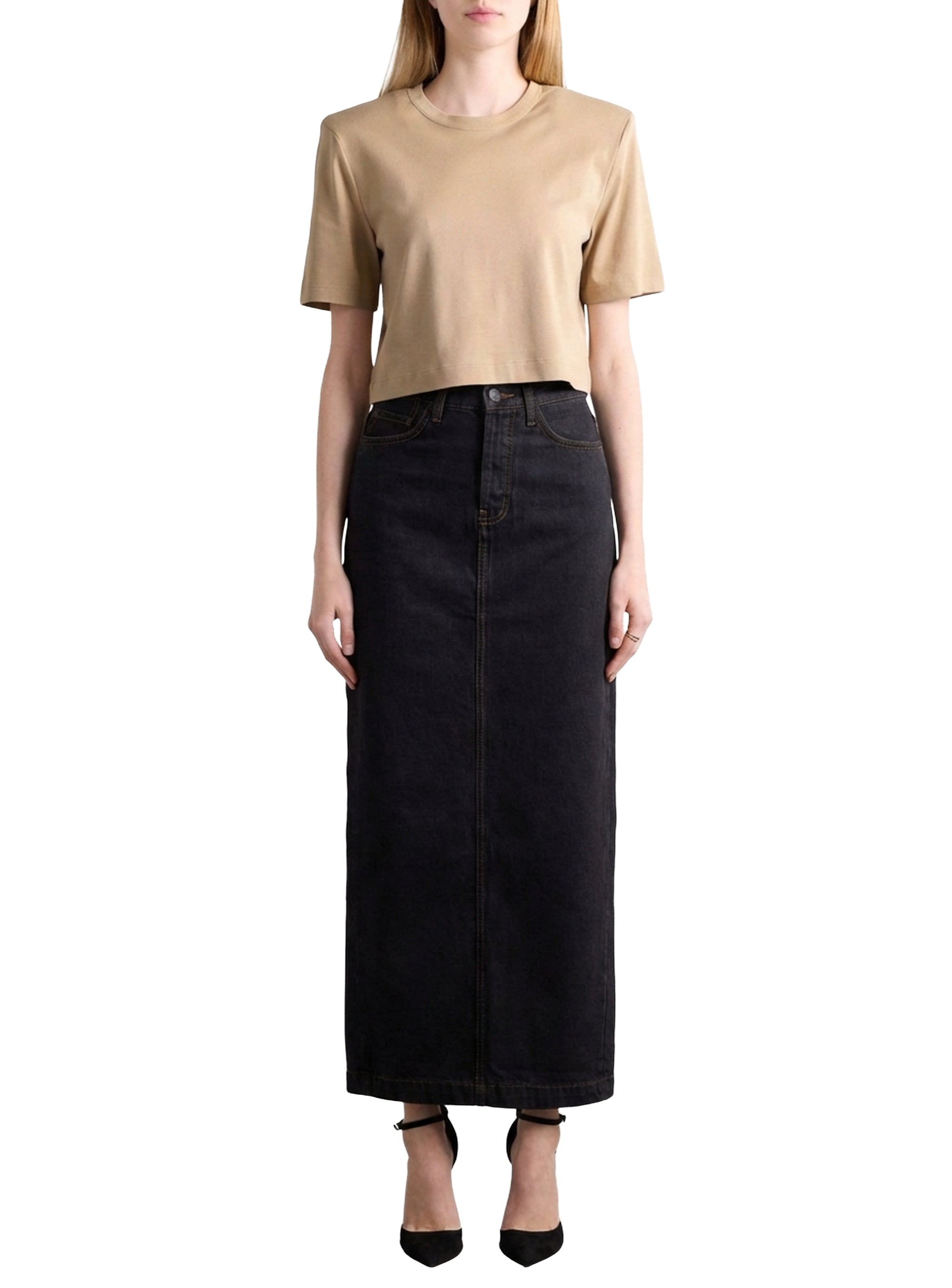 T-shirt court à épaulettes - Khaki