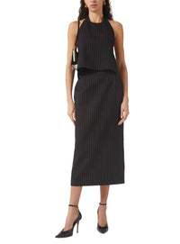 Wool halter top - Black Pinstripe
