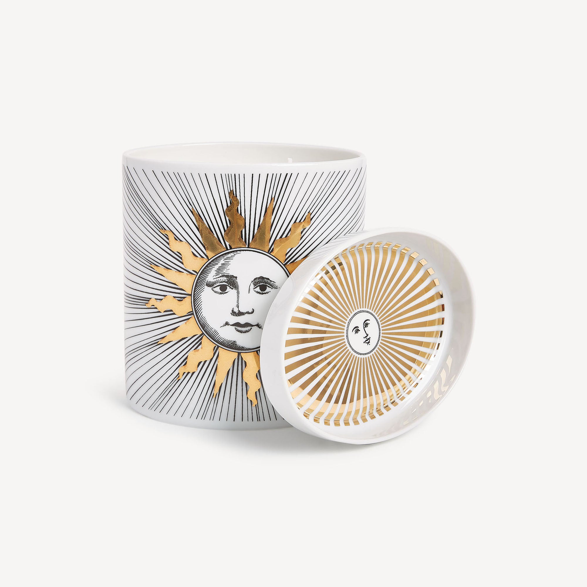Torre Soli large scented candle in porcelain - Gold & White