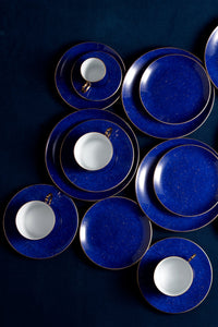Soucoupe Lapis en porcelaine & or - Bleu