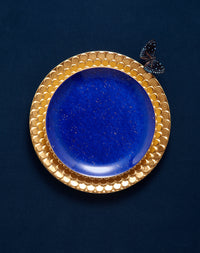 Coffret de 4 assiettes à dessert Lapis en porcelaine & or 24K - Bleu