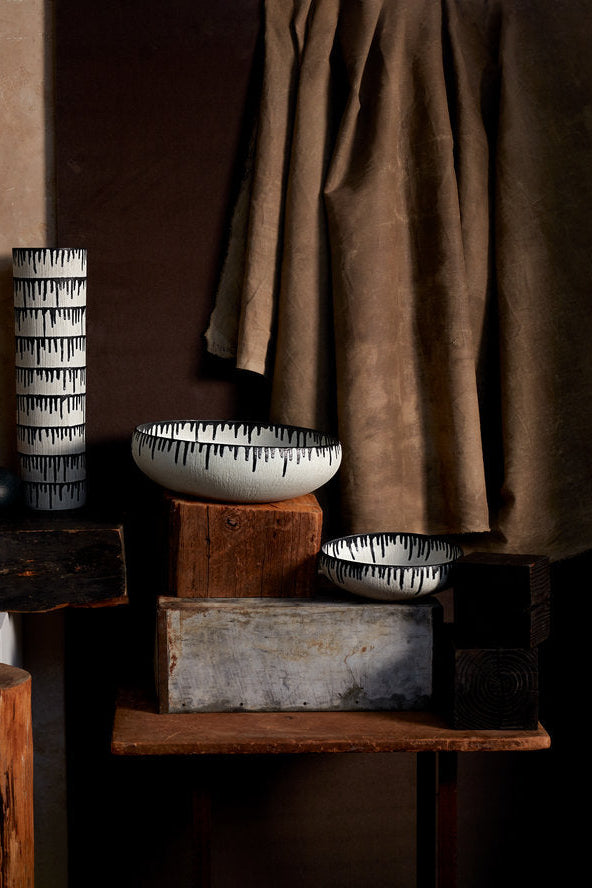 Grand bol rond Tokasu en porcelaine - Blanc & Indigo