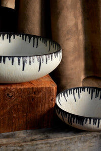 Grand bol rond Tokasu en porcelaine - Blanc & Indigo