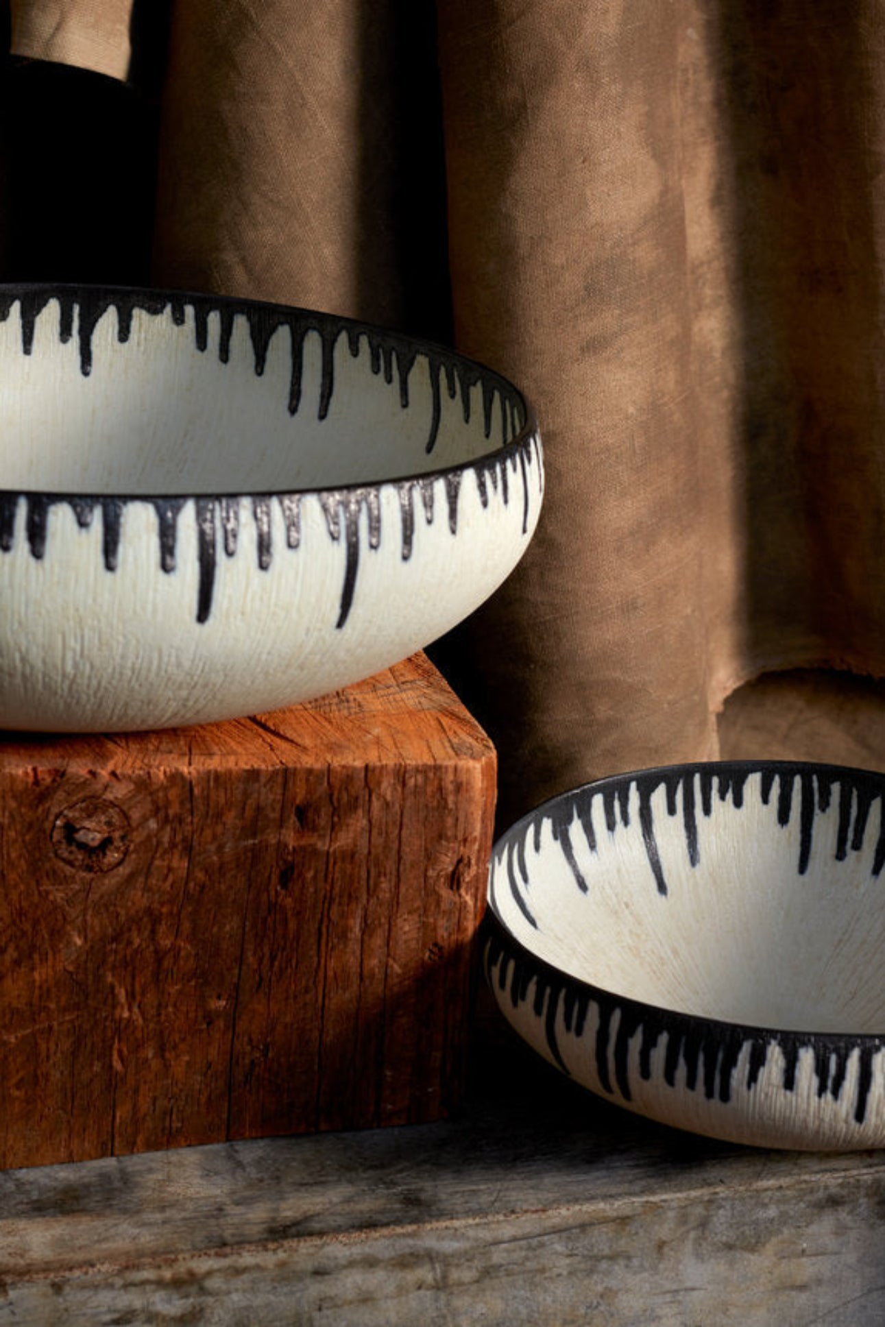 Grand bol rond Tokasu en porcelaine - Blanc & Indigo
