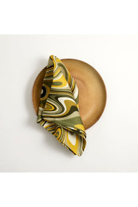 Serviettes en lin Vagues - Green & Yellow