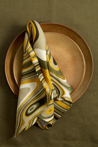 Set of 4 Waves linen tea towels - Green