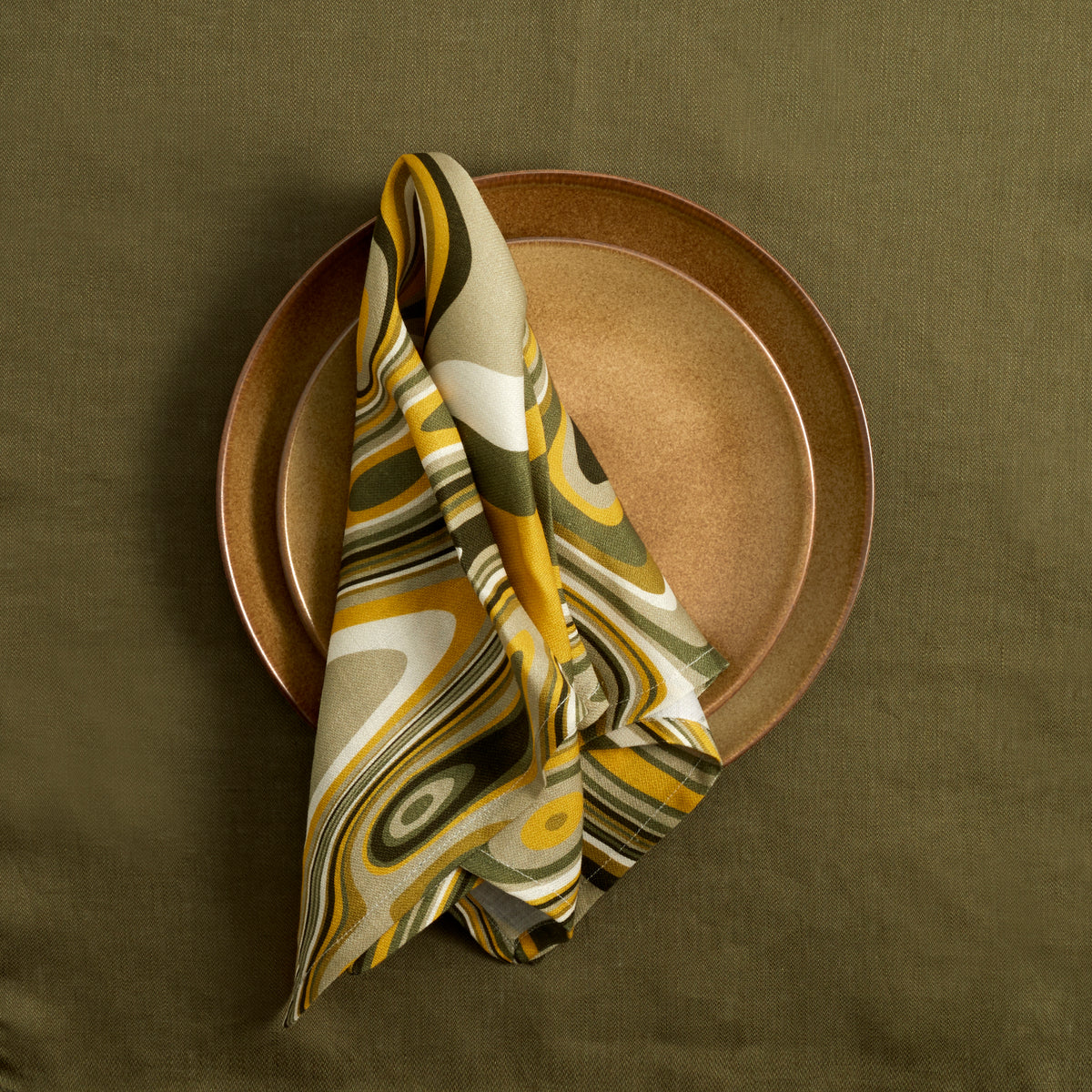 Set de 4 serviettes Waves en lin - Vert