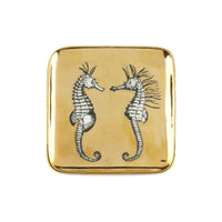Cavallucci marini square porcelain ashtray - Gold & Black & White