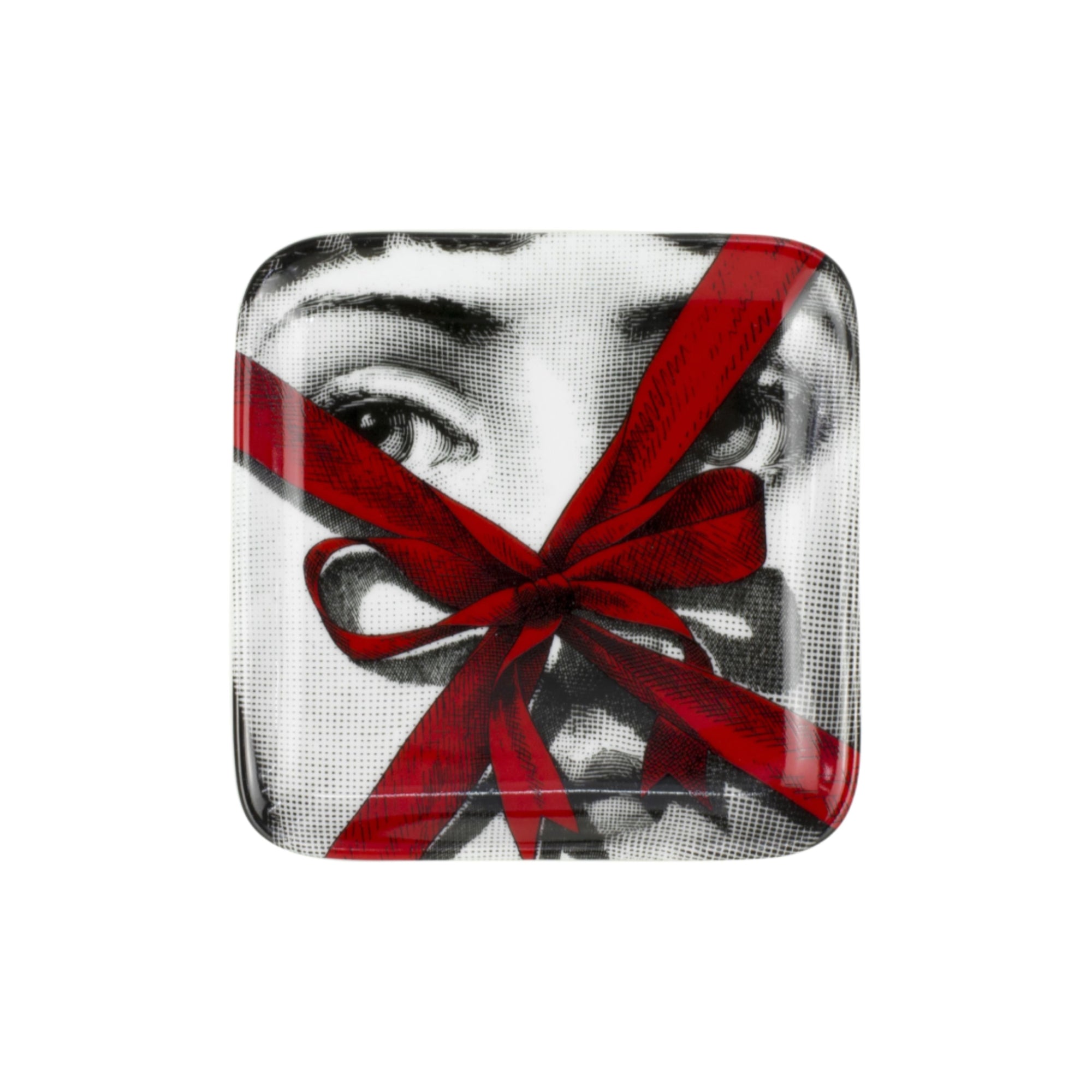 Gift square porcelain ashtray - Red