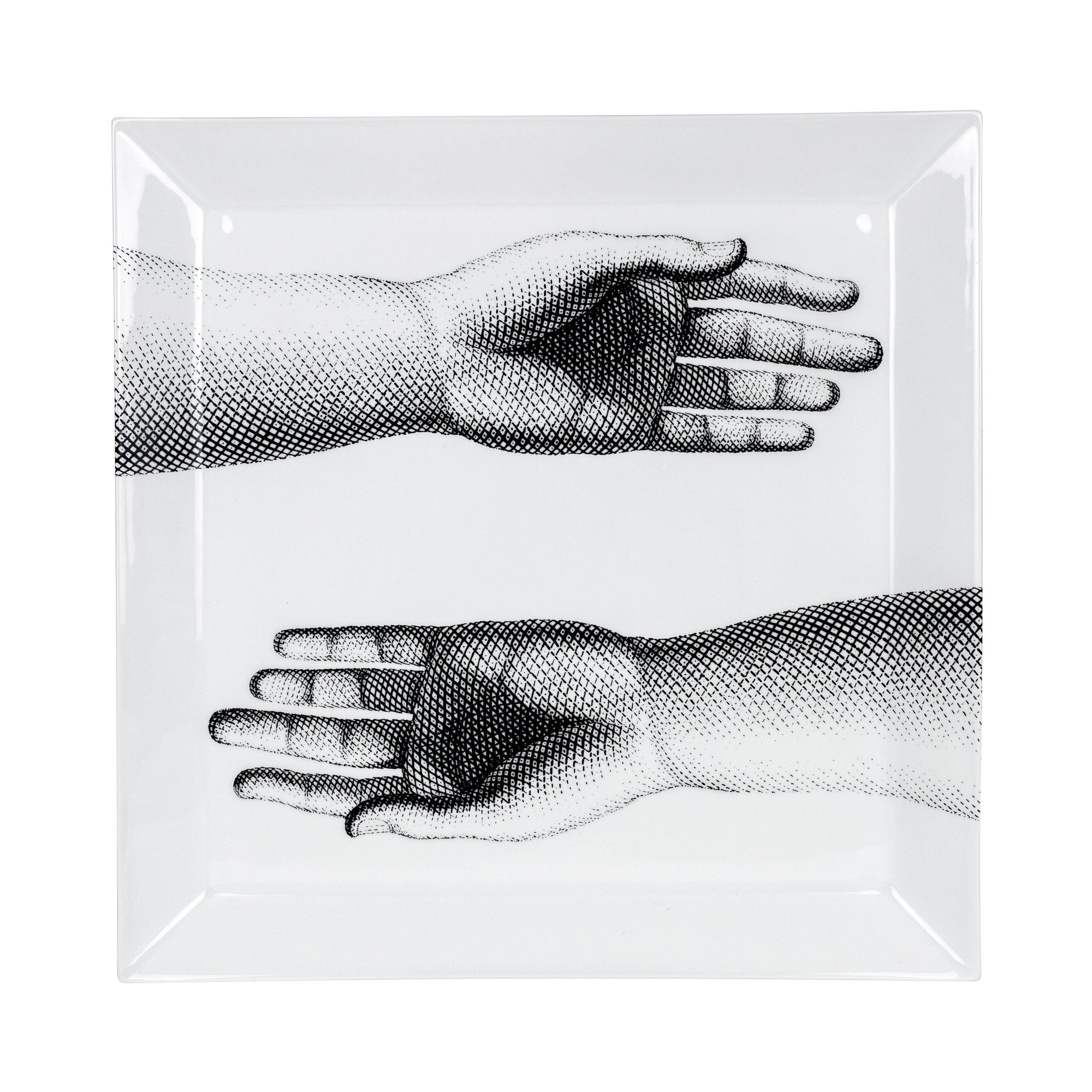 Mani square porcelain tray - Black & White