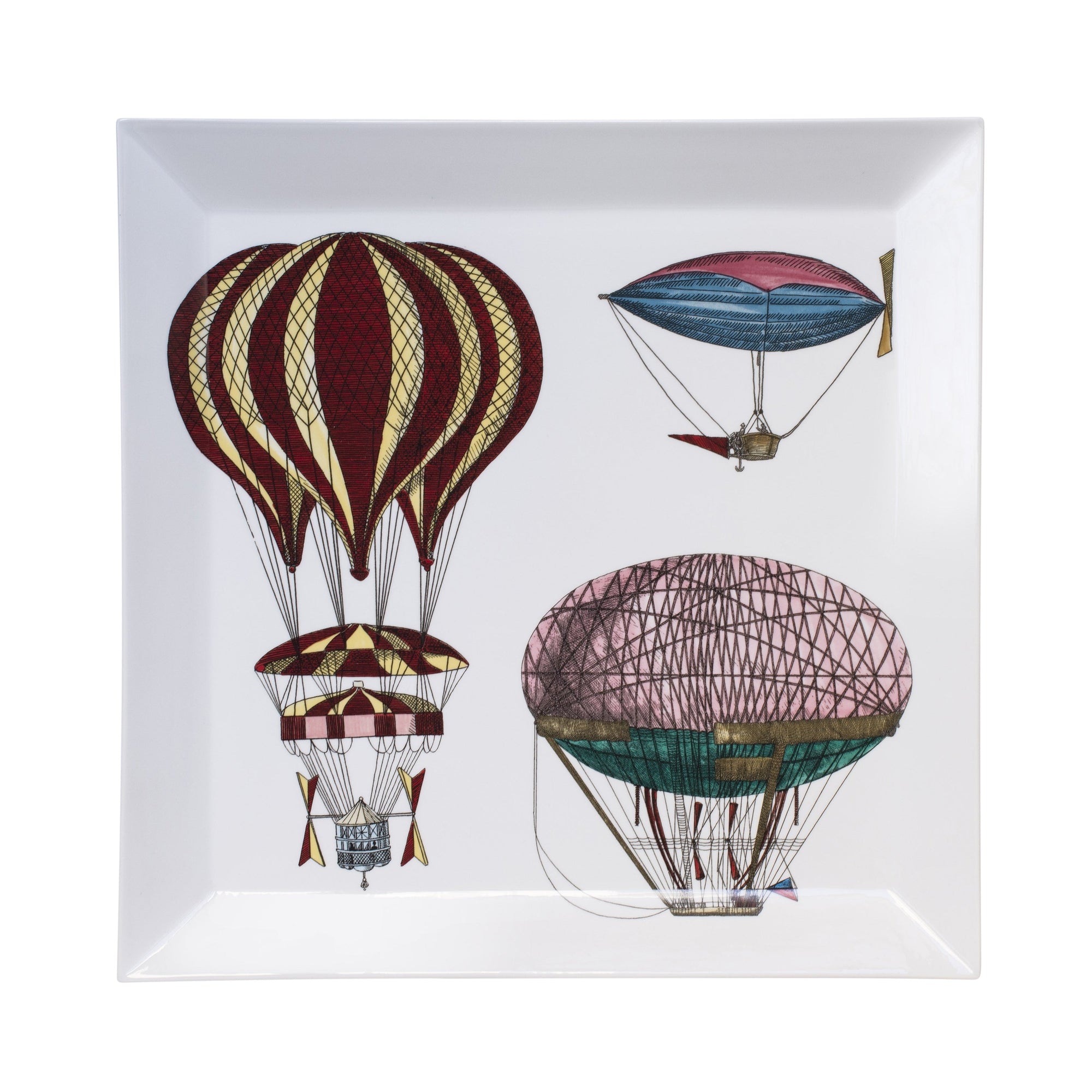 Palloni square tray n.2 in porcelain - Multicolour
