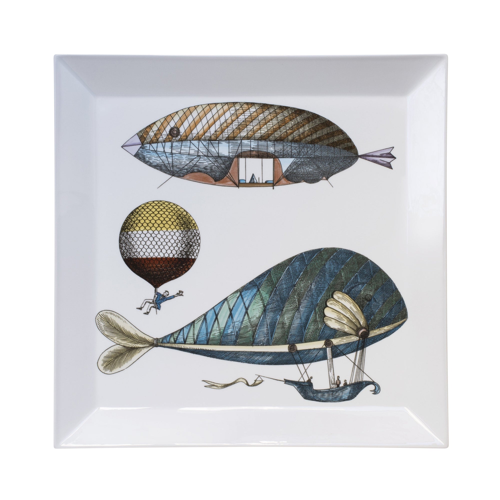Palloni square tray n.4 in porcelain - Multicoloured