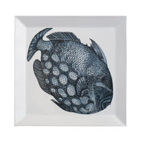 Pesce Balestra square porcelain tray - Blue