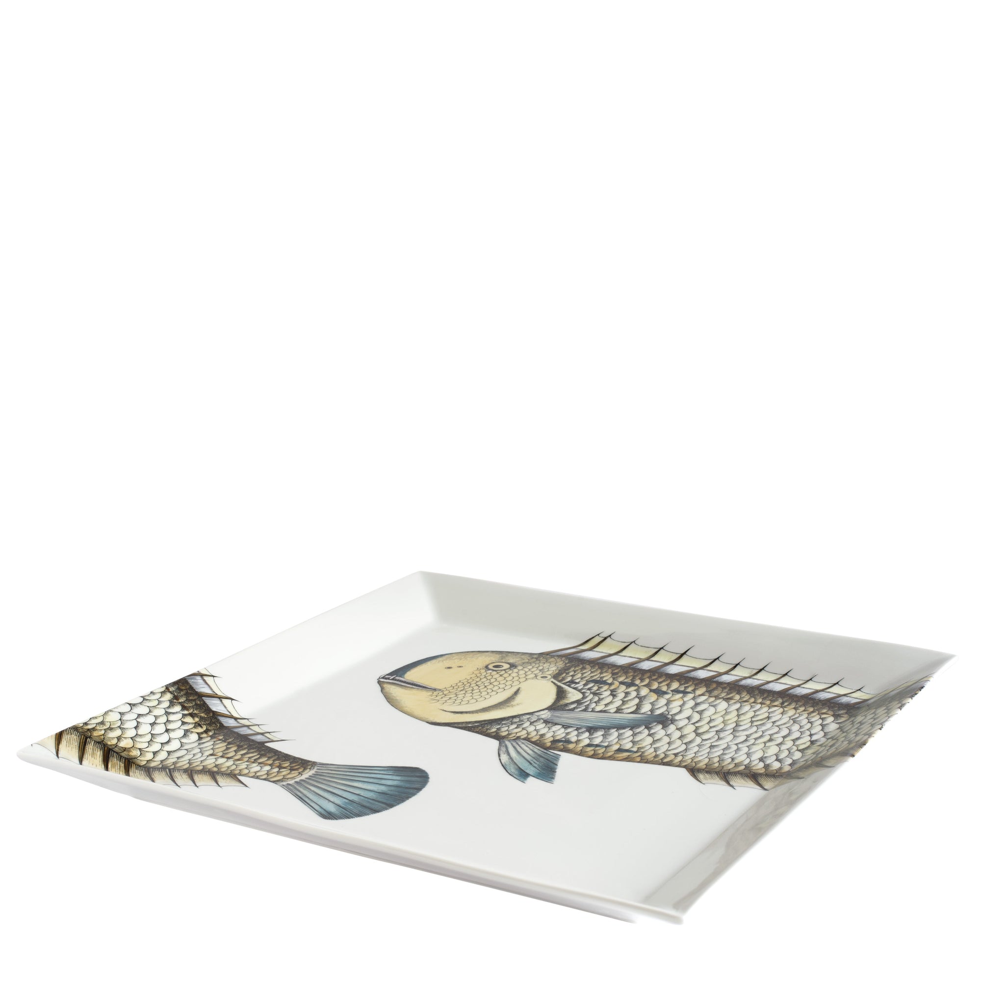 Pesce Lampuga square porcelain tray - Multicoloured
