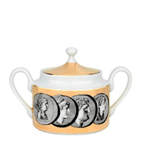 Cammei porcelain sugar bowl - Gold & Black & White