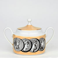Cammei porcelain sugar bowl - Gold & Black & White