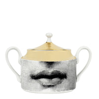 Tema e Variazioni sugar bowl in porcelain - Gold & Black & White