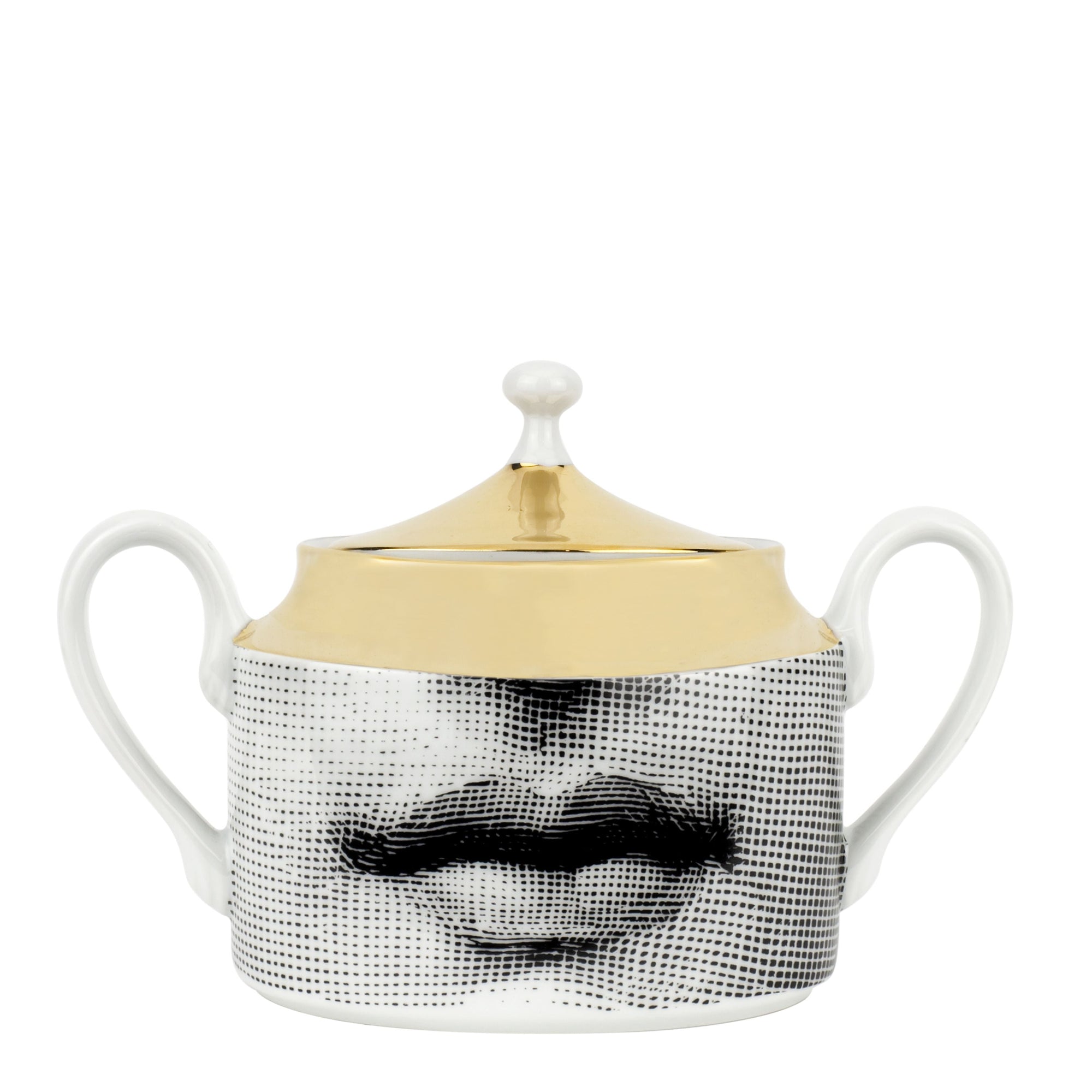 Tema e Variazioni sugar bowl in porcelain - Gold & Black & White