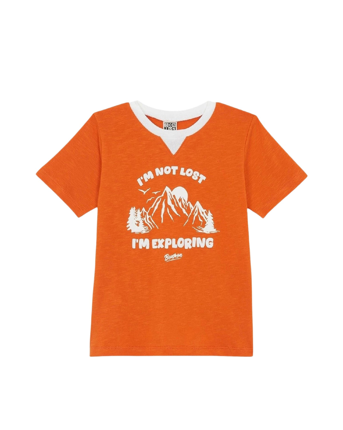 Lodestie ‘I’m not lost, I’m exploring’ cotton T-shirt - Orange Juice