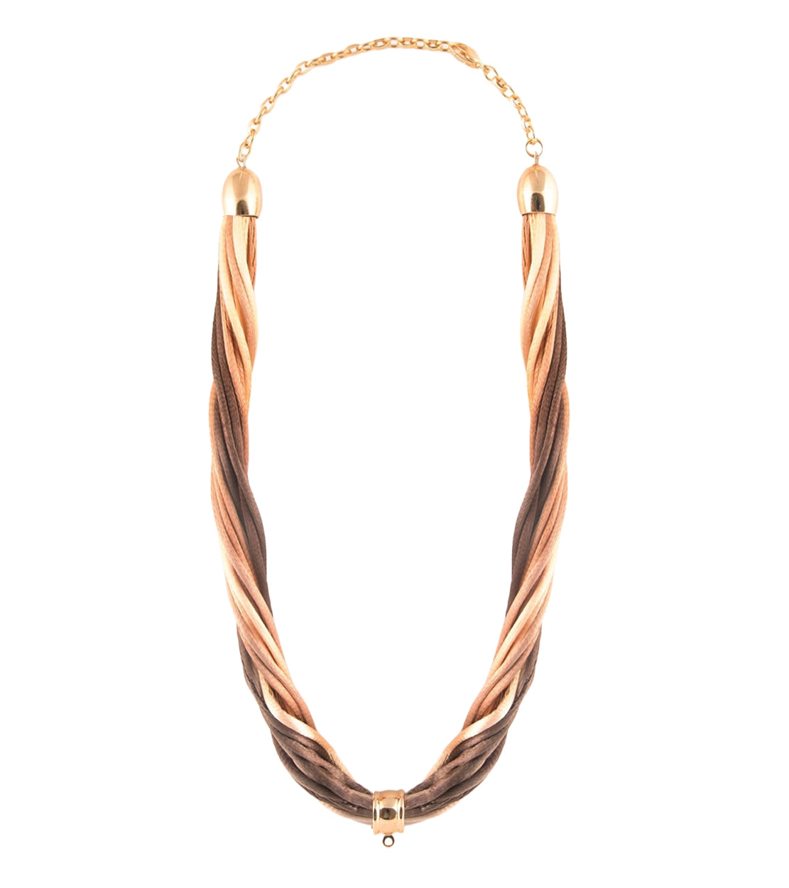Collier en soie - Marron, Crème & Beige